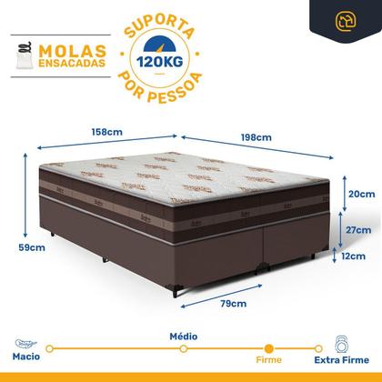 Imagem de Cama Box com Colchão de Molas Ensacadas Anjos Classic Pocket Queen 158cm