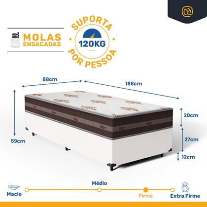 Imagem de Cama Box com Colchão de Molas Ensacadas Anjos Classic Pocket Solteiro 88cm