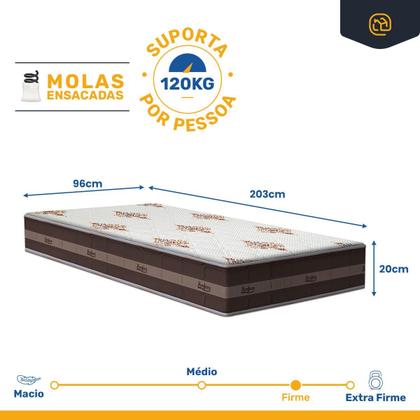 Imagem de Cama Box com Colchão de Molas Ensacadas Anjos Classic Pocket Solteiro King 96cm