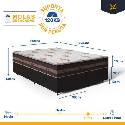Imagem de Cama Box com Colchão de Molas Ensacadas Anjos Classic Pocket Super King 193cm