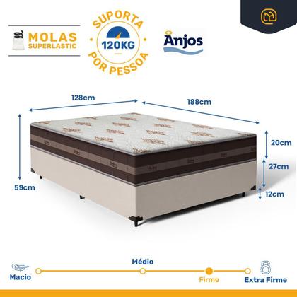 Imagem de Cama Box com Colchão de Molas Ensacadas Anjos Classic Pocket Viúva 128 cm