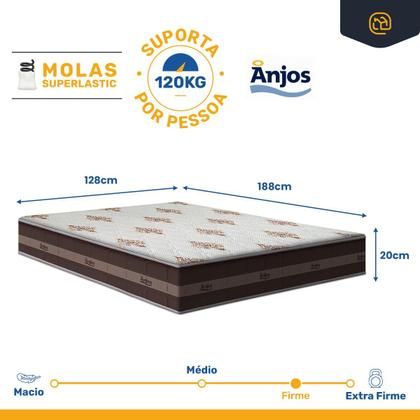 Imagem de Cama Box com Colchão de Molas Ensacadas Anjos Classic Pocket Viúva 128 cm