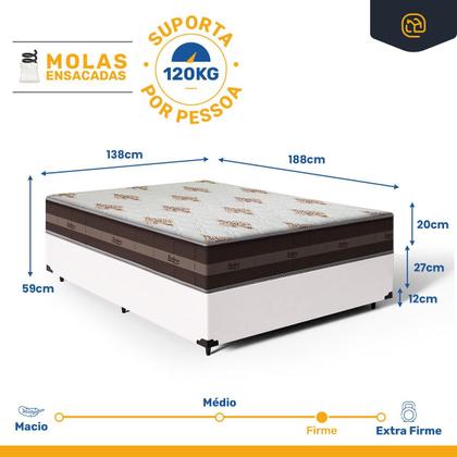 Imagem de Cama Box com Colchão de Molas Ensacadas Anjos Classic Pocket Viúva 128cm