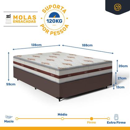 Imagem de Cama Box com Colchão de Molas Ensacadas Anjos Classic Viúva 128 cm