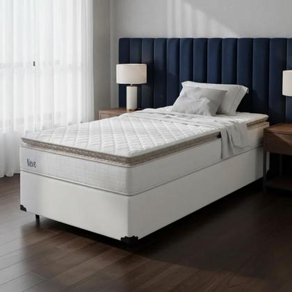 Imagem de Cama Box com Colchão de Molas Ensacadas Pillow Top Neve Solteiro 88 cm
