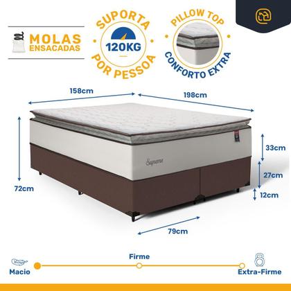 Imagem de Cama Box com Colchão de Molas Ensacadas Pillow Top Supreme Lux Queen 158 cm