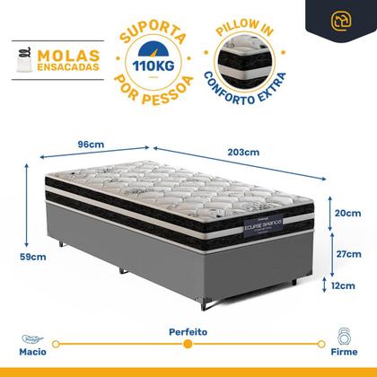 Imagem de Cama Box com Colchão de Molas Ensacadas Probel Eclipse Springs Comfort Plus Solteiro King 96cm