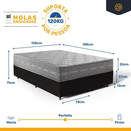 Imagem de Cama Box com Colchão de Molas Ensacadas Ultra Spring Anjos Queen 158 cm