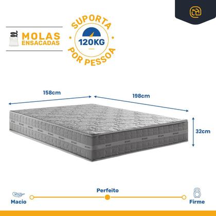 Imagem de Cama Box com Colchão de Molas Ensacadas Ultra Spring DAngelis Queen 158 cm