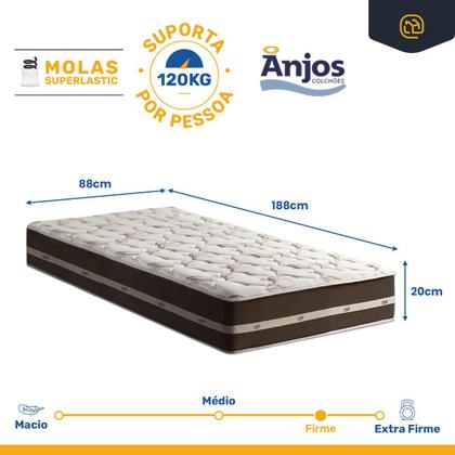 Imagem de Cama Box com Colchão de Molas Solteiro Anjos Classic Pocket Auxiliar de Espuma Unique Solteiro 88 cm