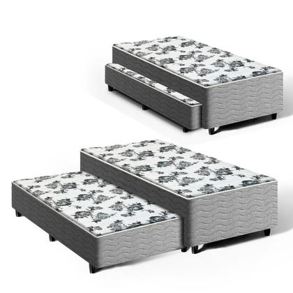 Imagem de Cama Box com Colchão e Auxiliar de Espuma Unique Bicama Solteiro 88 cm