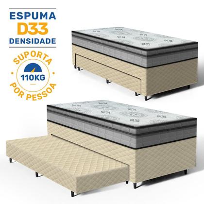 Imagem de Cama Box com Colchao Espuma D33 Pillow In Anjos Ortosleep + Auxiliar de Espuma Unique Solteiro 88cm