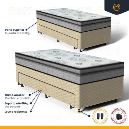 Imagem de Cama Box com Colchao Espuma D33 Pillow In Anjos Ortosleep + Auxiliar de Espuma Unique Solteiro 88cm