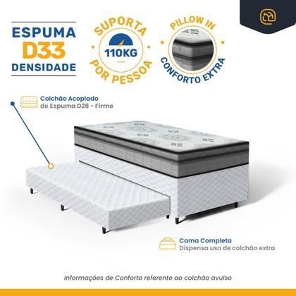Imagem de Cama Box com Colchao Espuma D33 Pillow In Anjos Ortosleep com Auxiliar de Espuma Unique Solteiro 88 cm