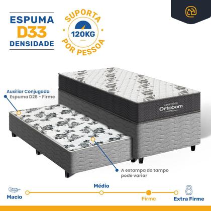 Imagem de Cama Box Com Colchão Ortobom de Espuma D33 Airtech 100 Auxiliar de Espuma Unique Solteiro 88 cm