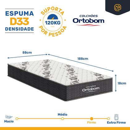 Imagem de Cama Box Com Colchão Ortobom de Espuma D33 Airtech 100 Auxiliar de Espuma Unique Solteiro 88 cm