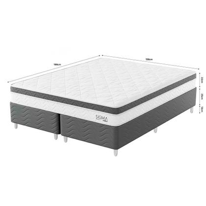 Imagem de Cama Box com Colchão Queen Sigma Molas Ensacadas (22x158x198) Branco e Cinza