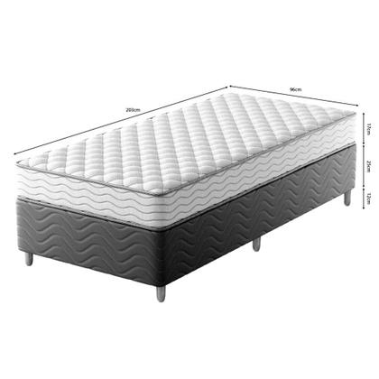 Imagem de Cama Box com Colchão Solteirão Howie Espuma D33 (17x96x203) Branco e Cinza