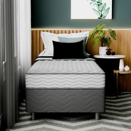 Imagem de Cama Box com Colchão Solteirão Howie Espuma D33 (17x96x203) Branco e Cinza