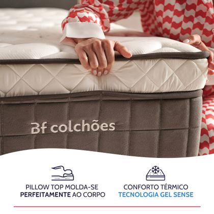 Imagem de Cama Box com Colchão Solteirão Molas Ensacadas Espuma D33 e Pillow de Visco Power Sleep 97x203cm - BF Colchões