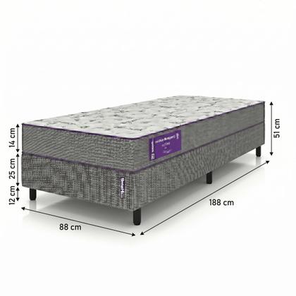 Imagem de Cama Box com Colchão Solteiro D20 Macio Acction 88x188x51 Smartz