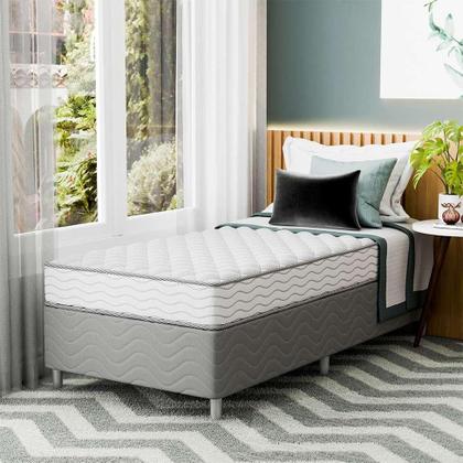 Cama Box com Colchão Solteiro Howie Espuma D33 (17x88x188) Branco e Cinza - Mobly Imagem de Cama Box com Colchão Solteiro Howie Espuma D33 (17x88x188) Branco e Cinza