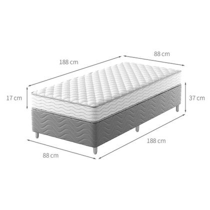 Cama Box com Colchão Solteiro Howie Espuma D33 (17x88x188) Branco e Cinza - Mobly Imagem de Cama Box com Colchão Solteiro Howie Espuma D33 (17x88x188) Branco e Cinza