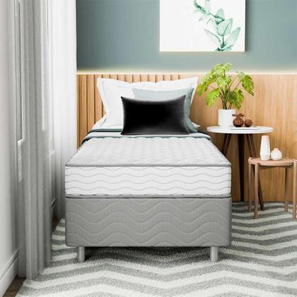 Cama Box com Colchão Solteiro Howie Espuma D33 (17x88x188) Branco e Cinza - Mobly Imagem de Cama Box com Colchão Solteiro Howie Espuma D33 (17x88x188) Branco e Cinza
