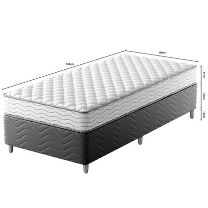 Cama Box com Colchão Solteiro Howie Espuma D33 (17x88x188) Branco e Cinza - Mobly Imagem de Cama Box com Colchão Solteiro Howie Espuma D33 (17x88x188) Branco e Cinza