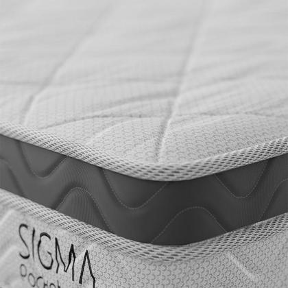 Imagem de Cama Box com Colchão Solteiro Sigma Molas Ensacadas (22x88x188) Branco e Cinza