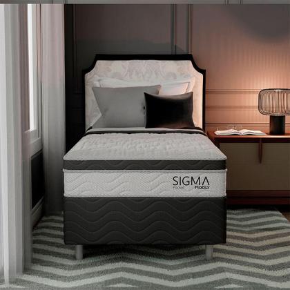 Imagem de Cama Box com Colchão Solteiro Sigma Molas Ensacadas (22x88x188) Branco e Cinza