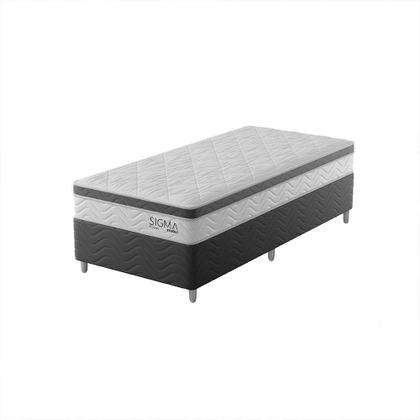 Imagem de Cama Box com Colchão Solteiro Sigma Molas Ensacadas (22x88x188) Branco e Cinza