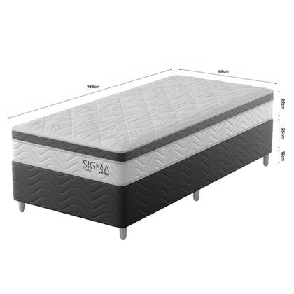 Imagem de Cama Box com Colchão Solteiro Sigma Molas Ensacadas (22x88x188) Branco e Cinza