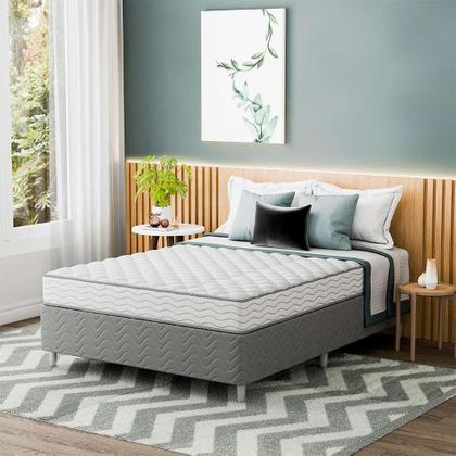 Cama Box com Colchão Viúva Howie Espuma D33 (17x128x188) Branco e Cinza - Mobly Imagem de Cama Box com Colchão Viúva Howie Espuma D33 (17x128x188) Branco e Cinza
