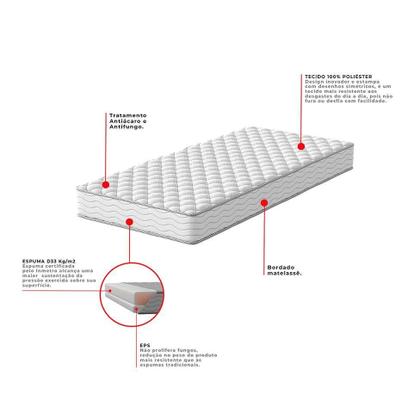 Cama Box com Colchão Viúva Howie Espuma D33 (17x128x188) Branco e Cinza - Mobly Imagem de Cama Box com Colchão Viúva Howie Espuma D33 (17x128x188) Branco e Cinza