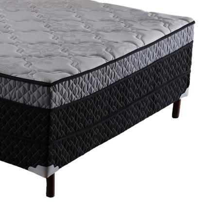 Imagem de Cama Box Conjugada Casal com Pés de Madeira Maciça Pasquale