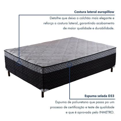 Imagem de Cama Box Conjugada Casal com Pés de Madeira Maciça Pasquale