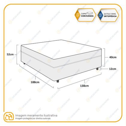 Imagem de Cama Box Conjugada Casal Ortopédica D28  com Travesseiros- Lucas Home - Unique 138x188x52cm