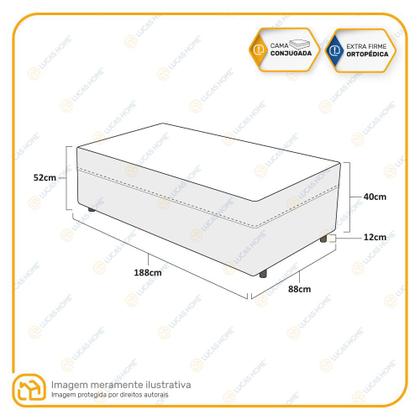 Imagem de Cama Box Conjugada Ortopédica Solteiro D28 - Lucas Home - Unique 88x188x64cm