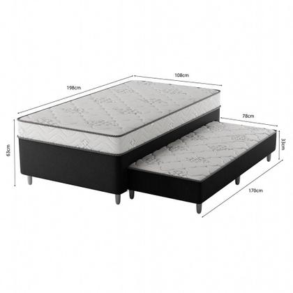 Cama Box Conjugada Solteirão Premier Unibox Molas Ensacadas (63x108x198) com Cama Auxiliar Preta - Mobly Imagem de Cama Box Conjugada Solteirão Premier Unibox Molas Ensacadas (63x108x198) com Cama Auxiliar Preta