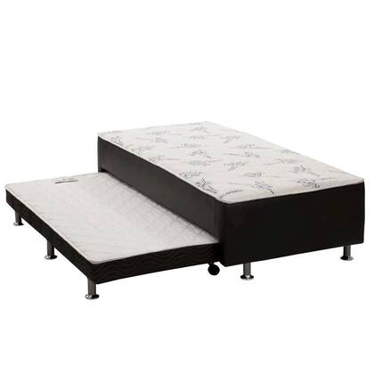 Imagem de Cama Box Conjugada Solteiro Cori Vaz Com Auxiliar - Preto - Ortobom