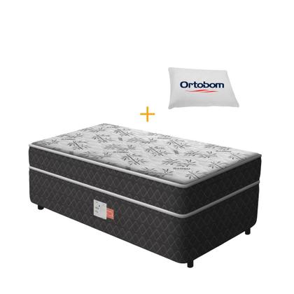 Imagem de Cama Box Conjugada Solteiro Ortopédica D28 com Travesseiro - Lucas Home - Unique 88x188x52cm