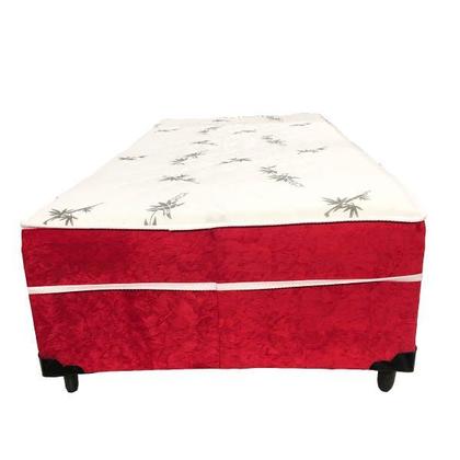 Imagem de Cama Box Conjugado Ortopédico Solteiro Suede Vermelho 78 X 188 X 40