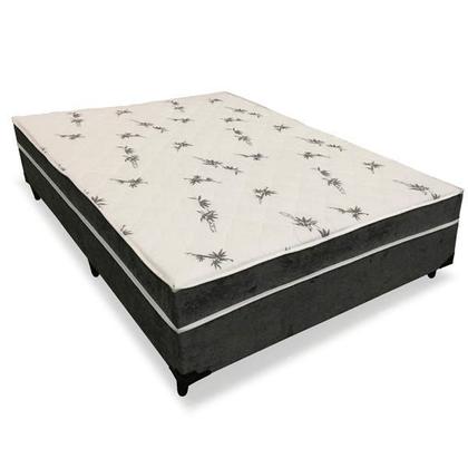 Imagem de Cama Box Conjugado Ortopédico Viúva Suede Cinza 128 X 188 X 40