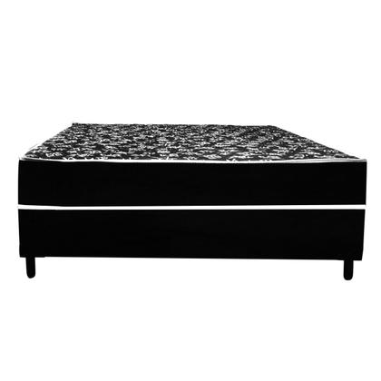 Imagem de Cama Box Conjugado Ortopédico Viúva Suede Preto 128 X 188 X 40