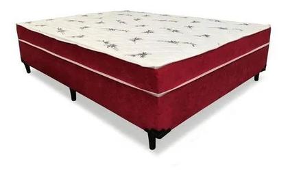 Imagem de Cama Box Conjugado Ortopédico Viúva Suede Vermelho 128 X 188 X 40