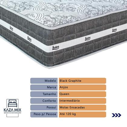 Imagem de Cama Box e Colchão Black Graphite Molas Ensacadas Queen 158x198X32 Anjos