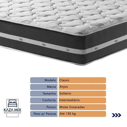 Imagem de Cama Box e Colchão Classic Preto Molas ensacadas Solteiro Anjos