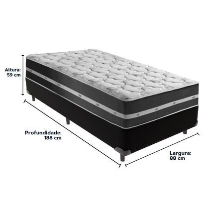 Imagem de Cama Box e Colchão Classic Preto Molas ensacadas Solteiro Anjos