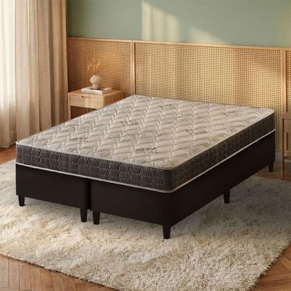 Imagem de Cama Box King Bipartido Preto Colchão Espuma D33 Ortopédico Zidi San Francisco 193x203x54cm